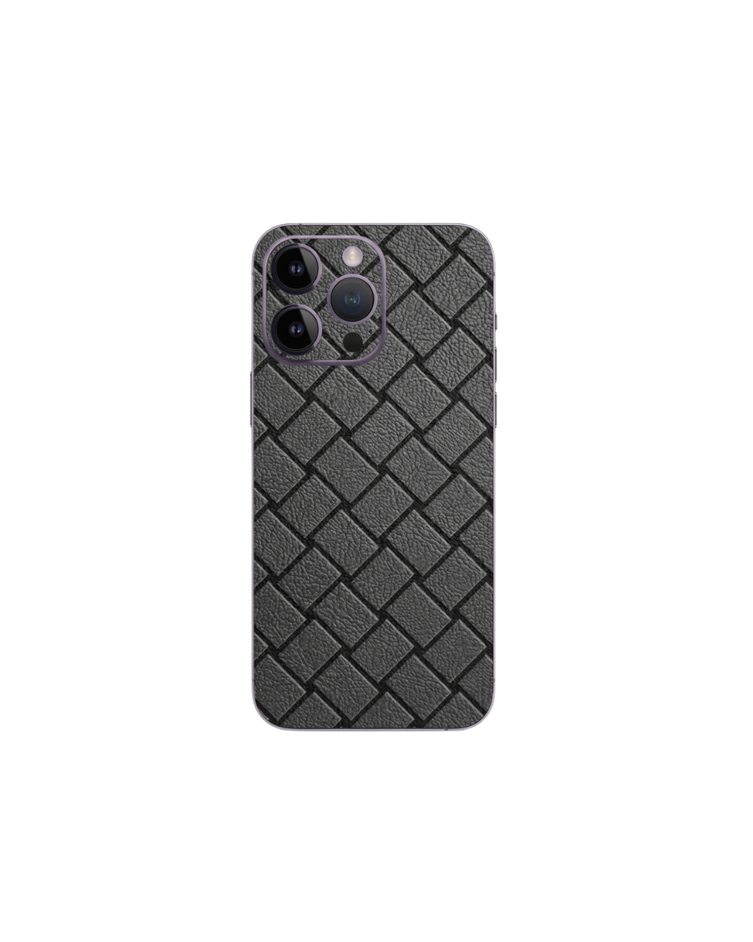 Siyah örgü deri dokulu premium telefon kaplaması