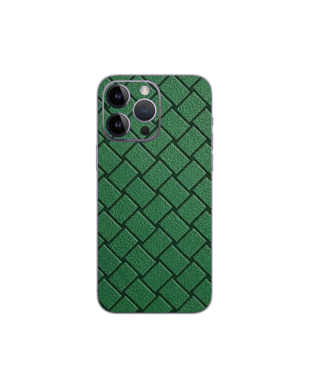 Yeşil örgü deri dokulu premium telefon kaplaması