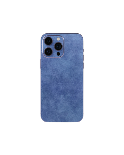 Mavi süet dokulu premium telefon kaplaması