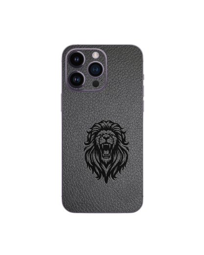 Siyah aslan deri dokulu premium telefon kaplaması