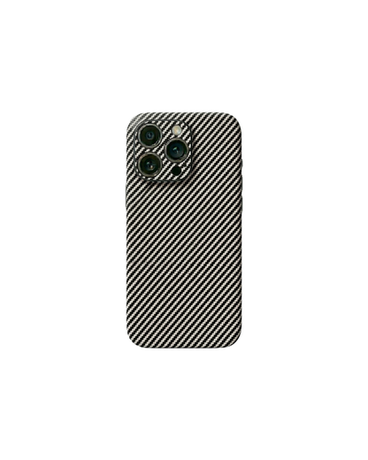 Beyaz karbon dokulu premium telefon kaplaması