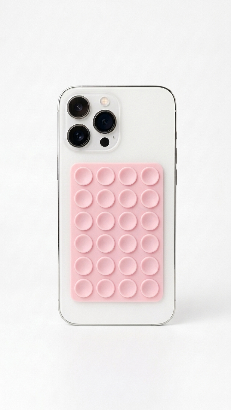 Pembe çift yüzeyli vantuzlu telefon sabitleyici