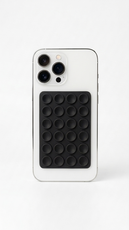 Siyah çift yüzeyli vantuzlu telefon sabitleyici